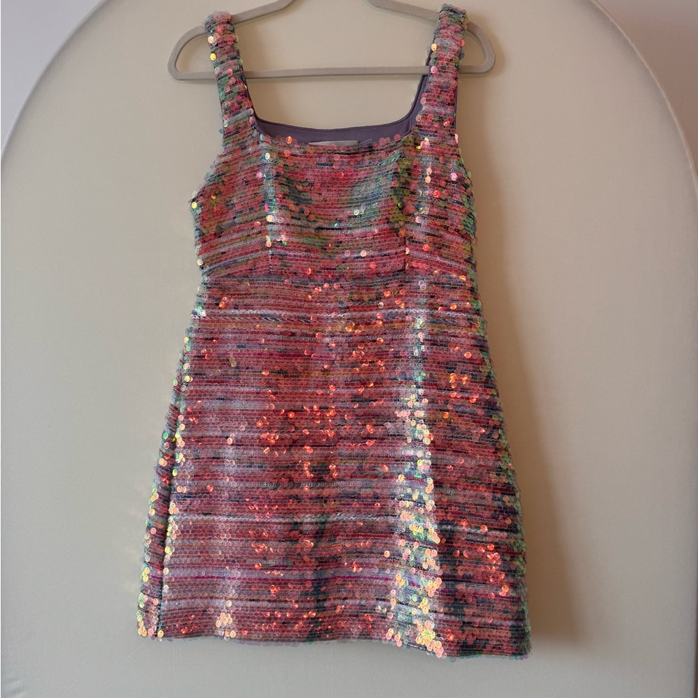 English Factory Striped Woven A-line Mini Dress With Sequins
